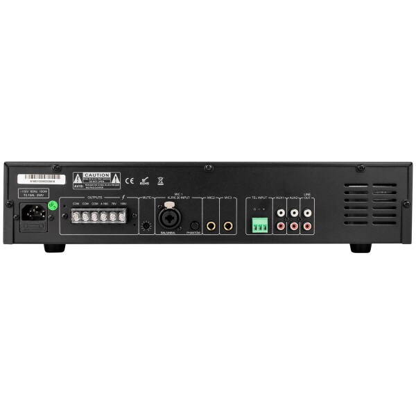 Main product image for Dayton Audio DA60R Commercial Audio Amplifier 60W 70V/ 100V/ 4 Ohm Mixer - 3 Mic 2 Aux 1 Telephone input